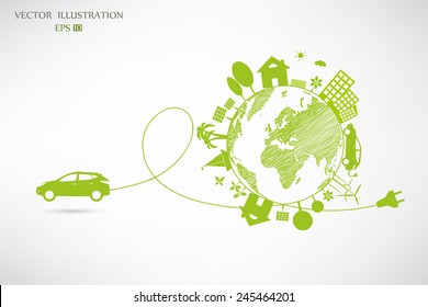 Environmentally friendly world. Vector illustration of ecology the concept of infographics modern design. the icon and sign. ecological concepts