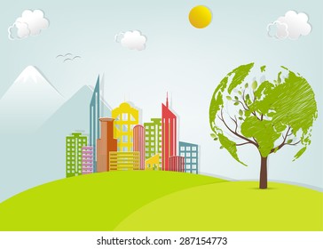 Environmentally friendly world. Vector illustration of ecology the concept of infographics modern design. the icon and sign. ecological concepts