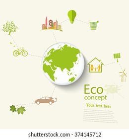 Environmentally friendly world. Vector illustration of ecology the concept of info graphics modern design. Ecological concepts. Triangular recycling symbol.