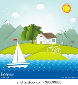 Environmentally friendly world. Vector illustration of ecology the concept of info graphics modern design. Ecological concepts.