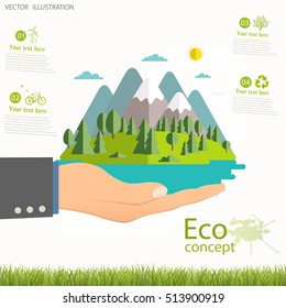 Environmentally friendly world. Vector illustration of ecology the concept of info graphics modern design. The icon and sign. Ecological concepts.