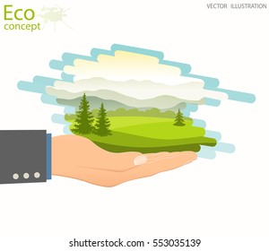 Environmentally friendly world. Vector illustration of ecology the concept of info graphics modern design. The icon and sign. Ecological concepts.
