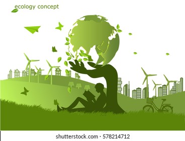 Environmentally friendly world. Vector illustration of ecology