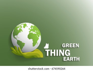 Environmentally friendly world. Vector illustration of ecology,concept Hand to protect the environment and The earth