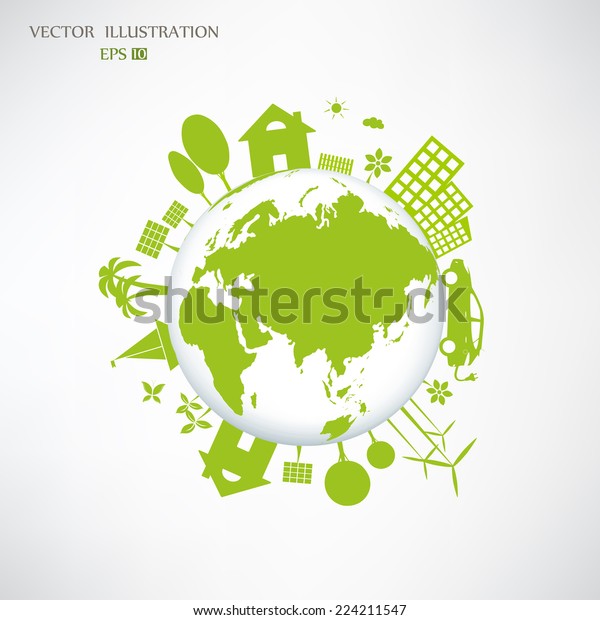 Environmentally friendly world. Vector illustration of\
ecology the concept of infographics modern design. the icon and\
sign. ecological concepts\

