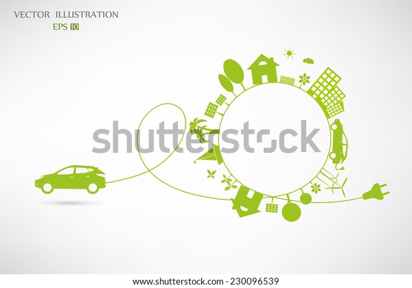 Environmentally friendly world. Vector\
illustration of ecology the concept of infographics modern design.\
the icon and sign. ecological\
concepts
