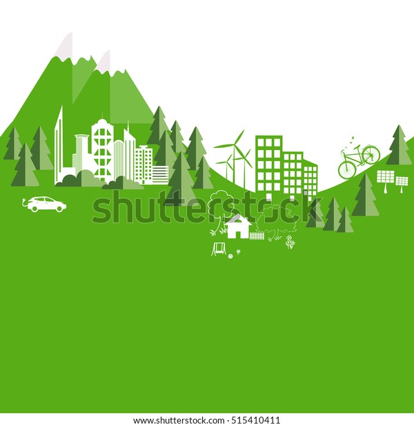 Environmentally\
friendly world. Vector illustration of ecology the concept of info\
graphics modern design. The icon and sign. Ecological concepts.\
Electric car. Background. Paste\
text.