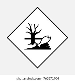 Environmentally hazardous substance, EHS mark, ADR black and white sign , vector illustration.