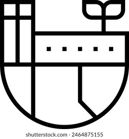 icono de fábrica responsable con el medio ambiente. Diseño de estilo lineal delgado aislado sobre fondo blanco