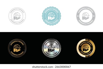 Logotipo de responsabilidad ambiental. Icono, sello, insignia, sello y símbolo Vector