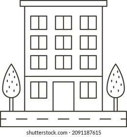 environmentally sustainable building Vector Line Icon Design, Hotel and Motel Services Symbol, Vacations Rental Sign, Restaurant Supplies Stock Illustration, Serviced apartment Concept, 