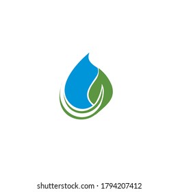 Environment-friendly modern logo design, illustration water, and leaf symbol.