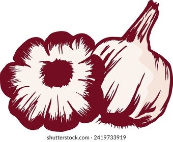 Envision an elegant and detailed illustration capturing the essence of garlic, a culinary gem known for its robust flavor and aromatic properties