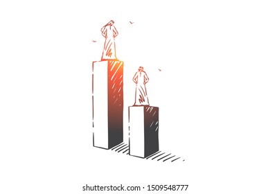 Envy, inequality, leadership concept sketch. Hand drawn isolated vector