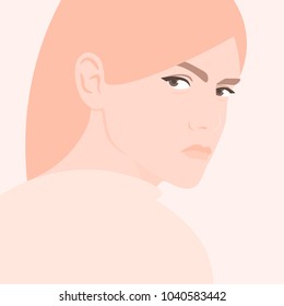 Envy and jealousy. Portrait of a girl. A woman's face. Emotional portrait. Vector illustration