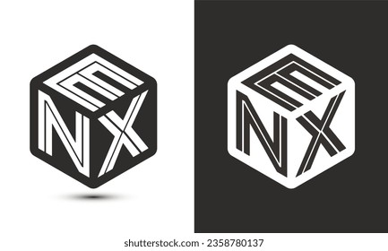 ENX letter logo design with illustrator cube logo, vector logo modern alphabet font overlap style. Premium Business logo icon. White color on black background