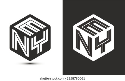 ENY letter logo design with illustrator cube logo, vector logo modern alphabet font overlap style. Premium Business logo icon. White color on black background