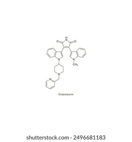 Enzastaurina estructura molecular esquelética plana Fármaco inhibidor de la proteína quinasa utilizado en el tratamiento del cáncer. Diagrama científico de la Ilustración vectorial.