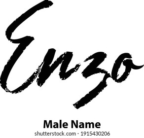 Enzo-Male Name Brush Typography Text on White Background