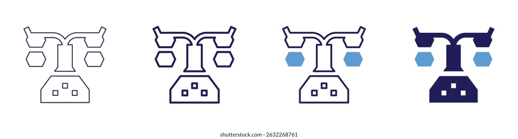 Enzyme activity icon in 4 different styles. Thin Line, Line, Bold Line, Duotone. Duotone style. Editable stroke.