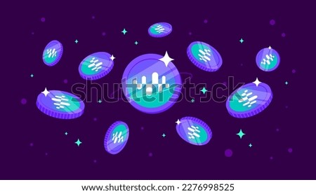 Enzyme coins falling from the sky. MLN cryptocurrency concept banner background.