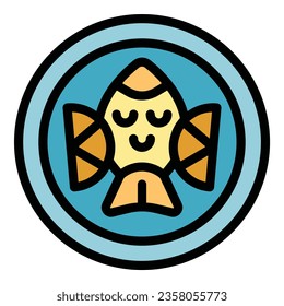 Enzymes atom icon outline vector. Chain structure. Molecule acid color flat