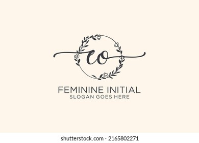 EO beauty monogram and elegant logo design handwriting logo of initial signature, wedding, fashion, floral and botanical with creative template.