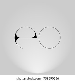 EO Black thin minimalist LOGO Design with Highlight on Gray background.