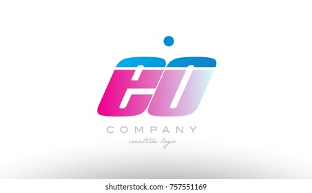 eo e o alphabet letter combination in pink and blue color. Can be used as a logo for a company or business with initials