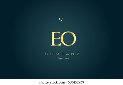 eo e o  gold golden luxury product metal metallic alphabet company letter logo design vector icon template green background
