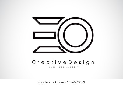 EO E O Letter Logo Design in Black Colors. Creative Modern Letters Vector Icon Logo Illustration.