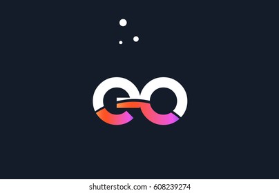 eo e o  pink modern creative purple alphabet white blue gradient company letter logo design vector icon template