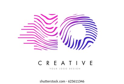 EO E O Zebra Letter Logo Design with Black and White Stripes Vector