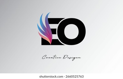EO Feather Gradient Logo – Elegant Wing Monogram for Modern Branding and Visual Identity Design