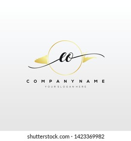 EO handwriting initial logo template vector.