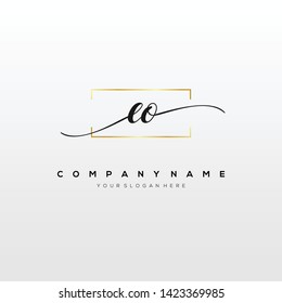 EO handwriting initial logo template vector.