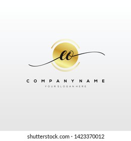 EO handwriting initial logo template vector.