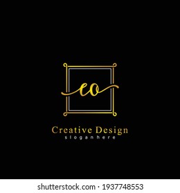 EO Initial calligraphy handwritten logo. Handwritten alphabet in the logo template. Letters and Alphabet for signature, wedding, fashion, floral and botanical logo design 