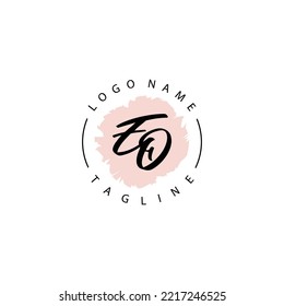 EO Initial handwriting with circle brush watercolor