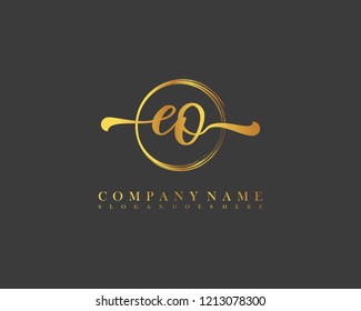 EO initial handwriting logo circle template vector