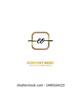 EO Initial handwriting logo template vector