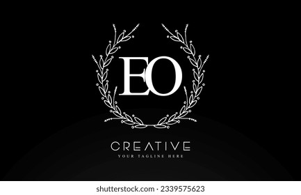 EO initial letters logo design template  with flower circle