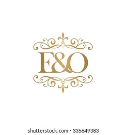 E&O Initial logo. Ornament ampersand monogram golden logo