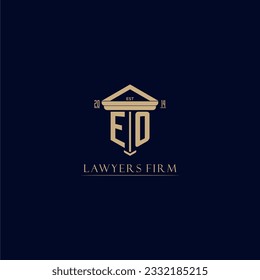 EO initial monogram lawfirm logo with pillar design