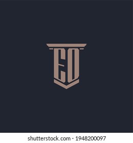 EO initial monogram logo with pillar style design