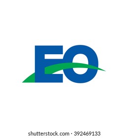 EO initial overlapping swoosh letter logo blue green