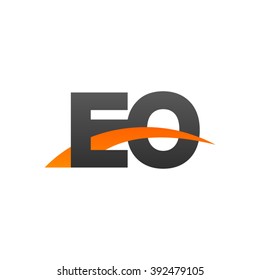 EO initial overlapping swoosh letter logo black orange