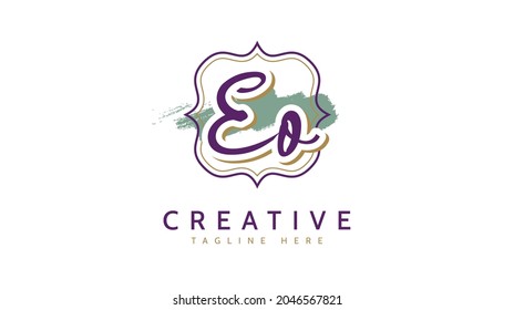 EO Initials, handwriting logo vector