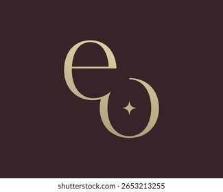 Design do ícone de logotipo da letra EO. Monograma de iniciais de luxo estilo clássico.