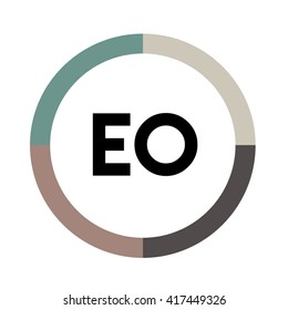 EO letters, four colors in abstract background logo, design identity in circle, alphabet letter